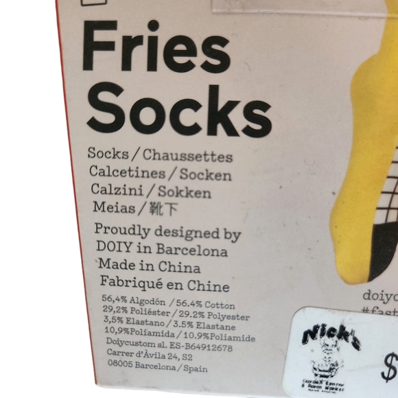 NWT Novelty Mid Length French Fry Fries Socks One Size. - Picture 6 of 9